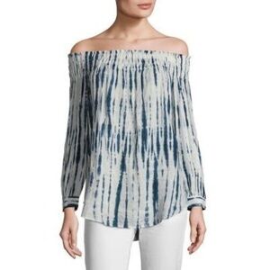 Polo Ralph Lauren Women’s 100% Linen Shibori Off-The Shoulder Top Tie Dye Size S